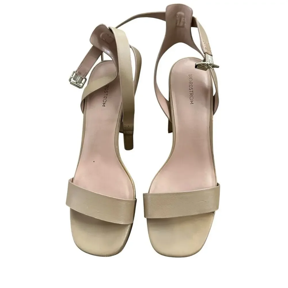 Nordstrom nude platform block heels size 8